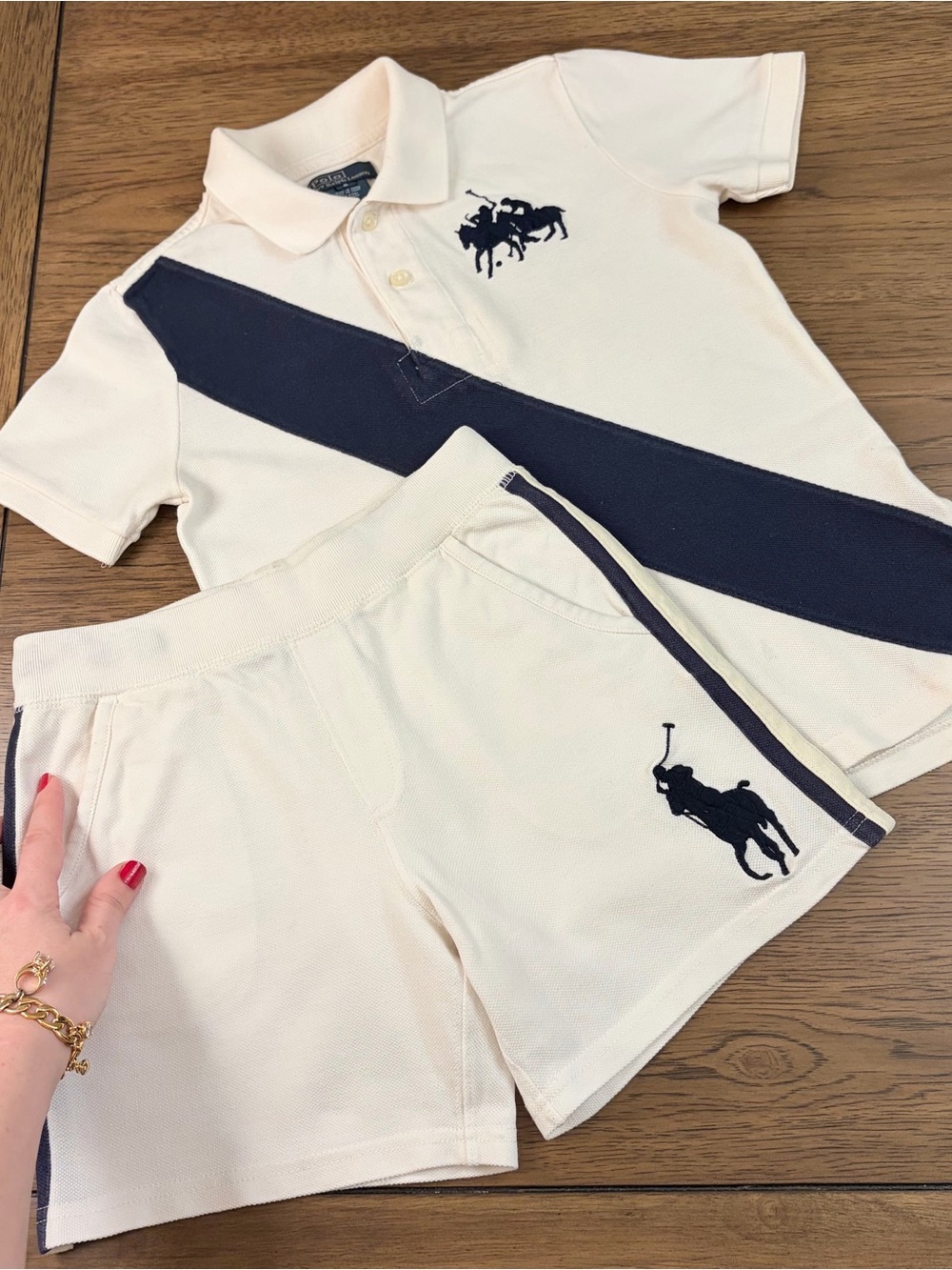 5-6 Years Ralph Laurel Polo Shirt Shorts Boy Set White Outfit Casual Golf Child